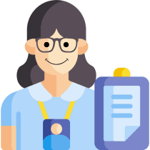 Graphic of young woman smiling and holding a book.